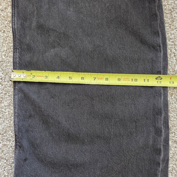 American Eagle Strigid Super High Rise Ultra Wide Leg Jeans 10 Long Black Denim - Picture 11 of 13